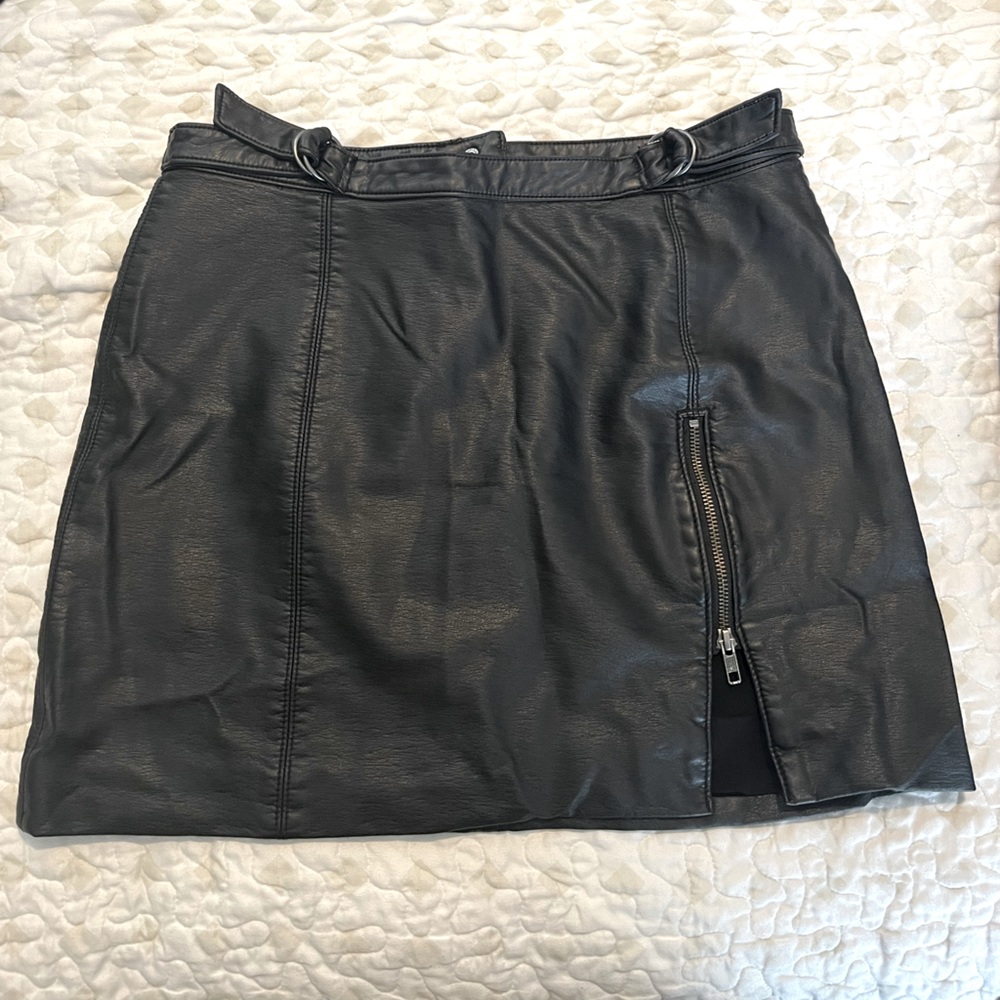 Free People black leather mini skirt
